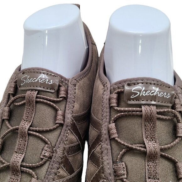 Skechers Brown Breathe Easy Remember Me Vegan Leather Bungee Slip On Sneaker - Picture 6 of 11